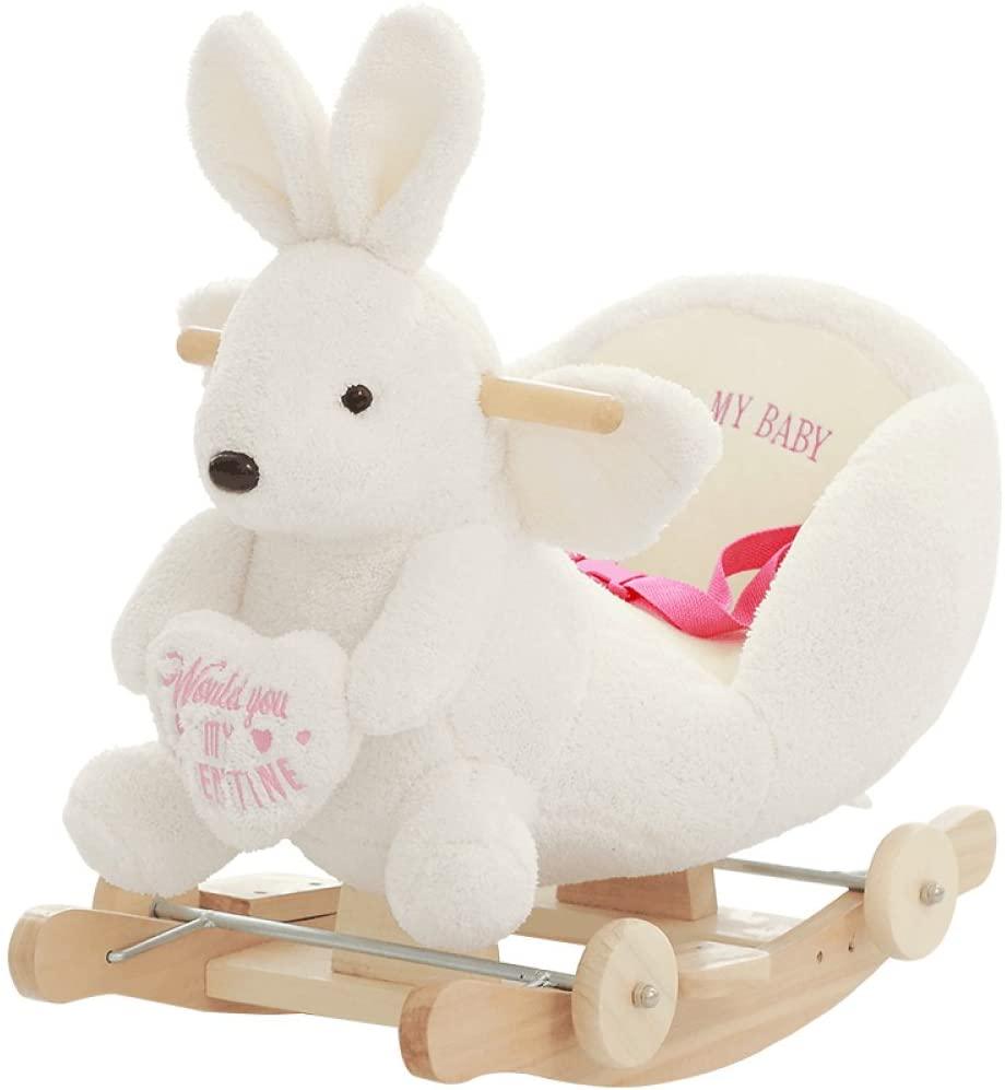 Plush Valentine Bunny 2 in 1 Rocker with Wheels & Handle - Leah
